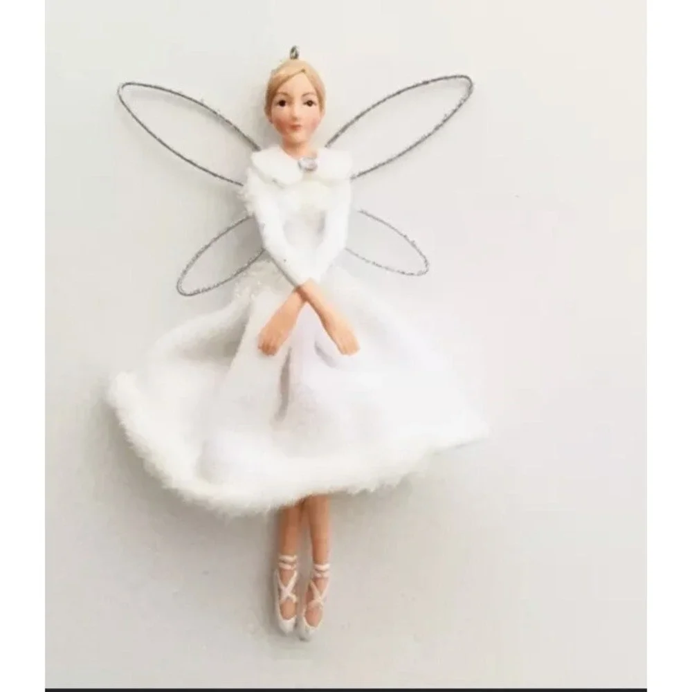 Gisela Graham London Ballerina Christmas‎ ornament White Dress Wings